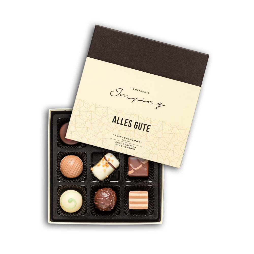 Edle Pralinen ohne Alkohol "Alles Gute" 110g